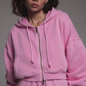 Pink Elwood Core Sweatshort and Crop Zip Hoodie